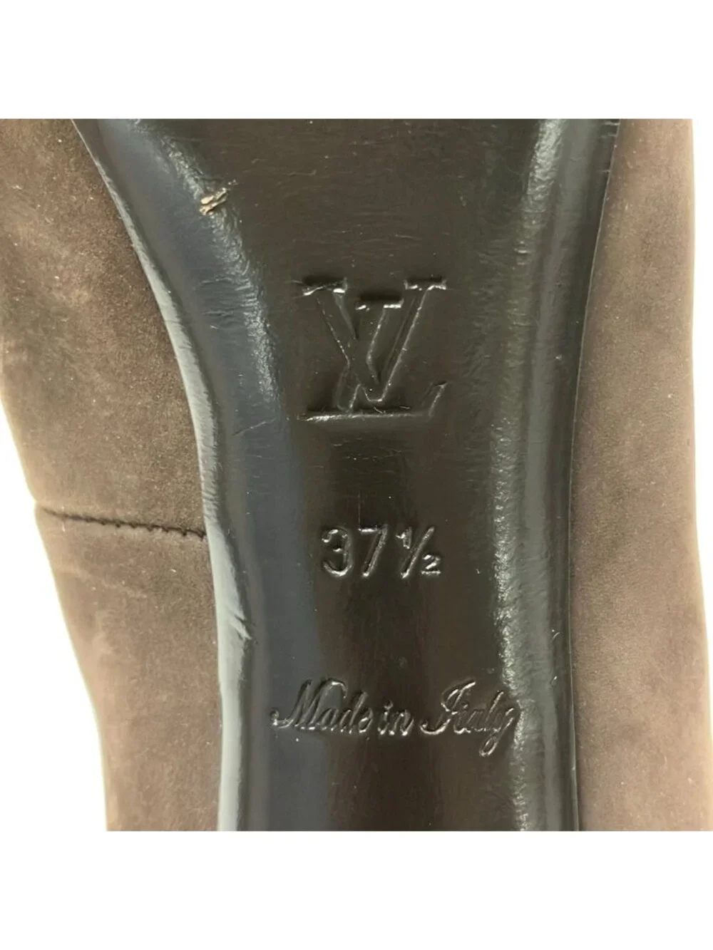 Louis Vuitton Short Boots 37.5 Dark Brown Lace Up Monogram Embossed
